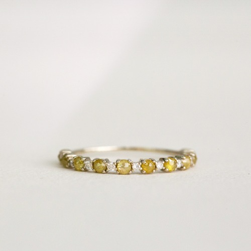 R1842-1 옐로우 러프 다이아몬드 레이어드링